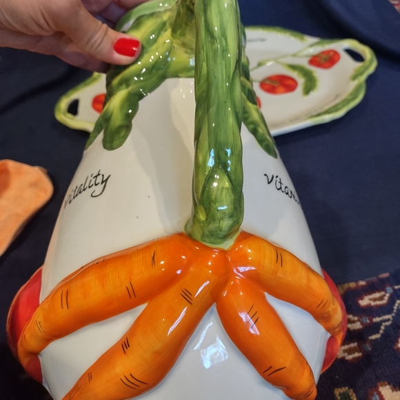 Certified International  Large 3D Vegetable Design Pitcher and tray - Picture 3 of 10